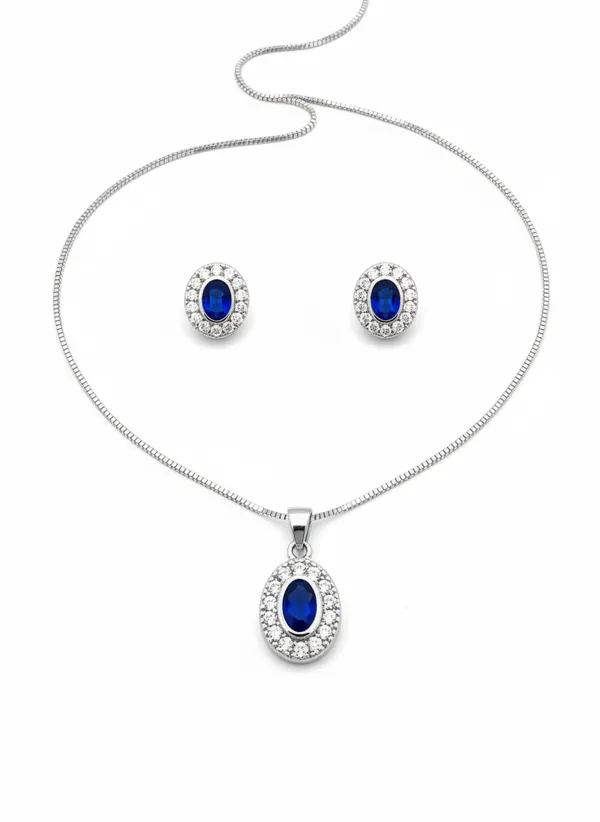 Blue_Stone_Halo_Jewellery_Set_Pendant_Necklace_With_Matching_Stud_Earrings_925_Sterling_Silver